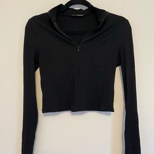 Quarter zip full sleeve crop